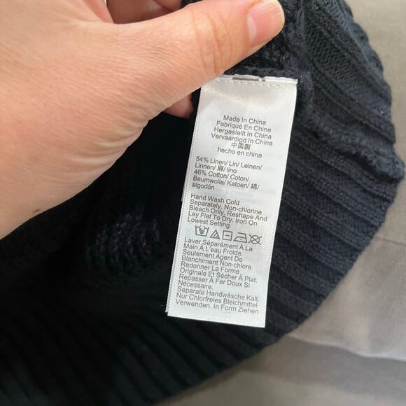 J. Crew Ribbed Sweater Plus Size 3X Black Linen Cotton Blend NWT - Picture 5 of 8